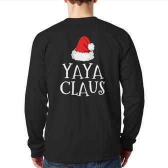 Yaya Claus Christmas Hat Family Group Matching Pajama Back Print Long Sleeve T-shirt | Mazezy
