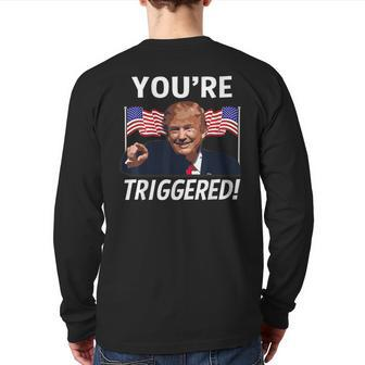 You're Triggered Donald Trump Meme Safe Space Flag Back Print Long Sleeve T-shirt - Monsterry AU