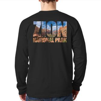 Zion National Park Near Las Vegas Utah Usa Canyon Nature Back Print Long Sleeve T-shirt - Monsterry