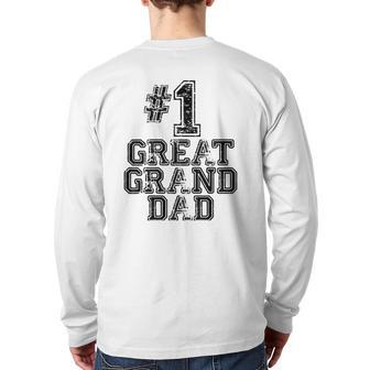 1 Great Granddad Number One Sports Father's Day Back Print Long Sleeve T-shirt | Mazezy