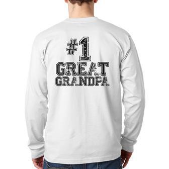 1 Great Grandpa Number One Sports Father's Day Back Print Long Sleeve T-shirt | Mazezy