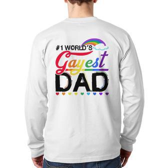 1 World's Gayest Dad Lgbt Pride Month Rainbow Back Print Long Sleeve T-shirt | Mazezy