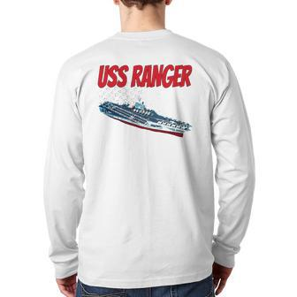Aircraft Carrier Uss Ranger Cv-61 For Grandpa Dad Son Back Print Long Sleeve T-shirt | Mazezy