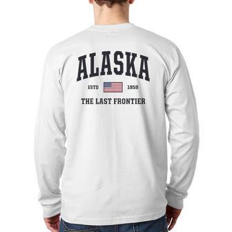 Alaska American Flag Veteran Military Usa Back Print Long Sleeve T-shirt | Mazezy