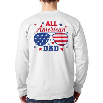 All American Dad 4Th Of July Fathers Sunglasses Patriotic Back Print Long Sleeve T-shirt | Mazezy AU
