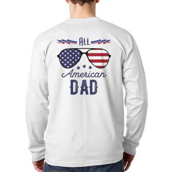 All American Dad 4Th Of July Sunglasses Back Print Long Sleeve T-shirt | Mazezy