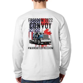 American Flag Canada Flag Freedom Convoy 2022 Trucker Driver Back Print Long Sleeve T-shirt | Mazezy
