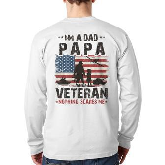 Army Veterans I'm A Dad Papa And Veteran Father's Day Men Back Print Long Sleeve T-shirt | Mazezy AU