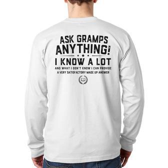 Ask Gramps Anything Gramps Father's Day Grandpa Back Print Long Sleeve T-shirt | Mazezy