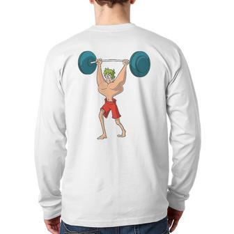 Barbell Weight Lifting Workout Back Print Long Sleeve T-shirt | Mazezy UK