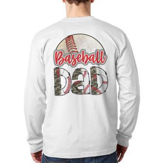 Baseball Dad V2 Back Print Long Sleeve T-shirt | Mazezy