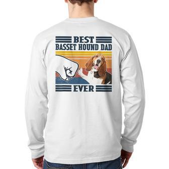 Best Basset Hound Dad Ever Dog Lover Father's Day Gif Back Print Long Sleeve T-shirt | Mazezy