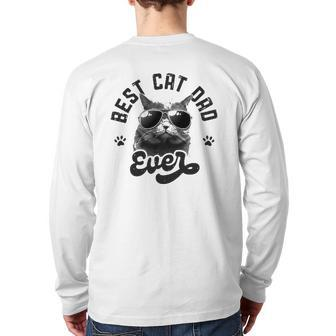 Best Cat Dad Ever Daddy Father's Day Retro Vintage Men Back Print Long Sleeve T-shirt | Mazezy