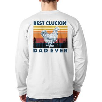Best Clucking Dad Ever Farmer Dad Vintage Father T Back Print Long Sleeve T-shirt | Mazezy