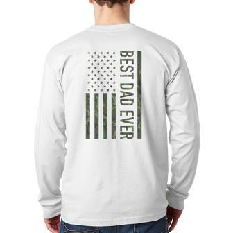 Best Dad Ever American Us Camouflage Flag For Father Back Print Long Sleeve T-shirt | Mazezy