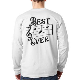 Best Dad Ever Musical Notes For Music Lover Father Back Print Long Sleeve T-shirt | Mazezy CA