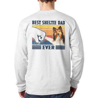 Best Shetland Sheepdog Sheltie Dad Ever Vintage Father Back Print Long Sleeve T-shirt | Mazezy