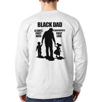 Black African American Father's Day Afrocentric Dad Back Print Long Sleeve T-shirt | Mazezy
