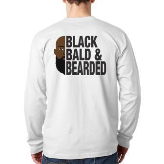Black Bald And Bearded Face Father's Day Back Print Long Sleeve T-shirt | Mazezy