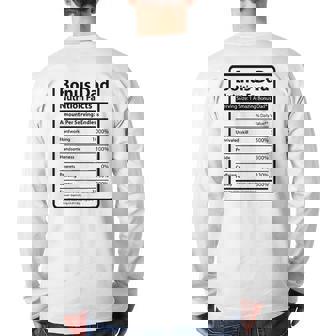 Bonus Dad Nutrition Facts Father's Day Back Print Long Sleeve T-shirt | Mazezy