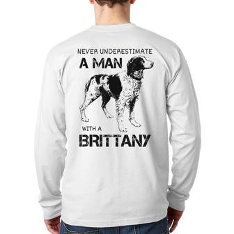 Brittany Spaniel Dad For Dad Back Print Long Sleeve T-shirt | Mazezy