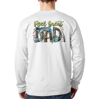 Camo Reel Great Dad Fisherman Daddy Happy Father's Day For Dad Back Print Long Sleeve T-shirt | Mazezy