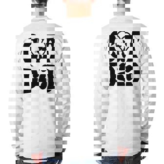 Cat Dad Heart Personalized Cat Dad Back Print Long Sleeve T-shirt | Mazezy