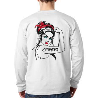 Cna Rosie The Riveter Pin Up Back Print Long Sleeve T-shirt - Monsterry AU