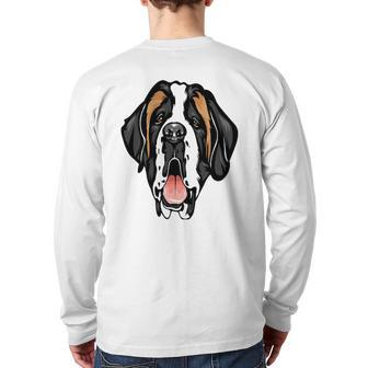 Cool Saint Bernard Face Pet Lover Back Print Long Sleeve T-shirt | Mazezy