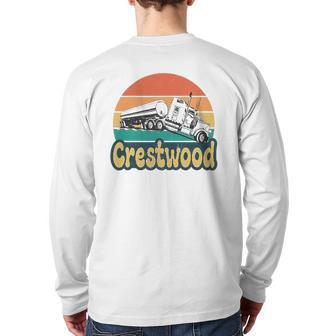 Crestwood Kentucky Ky Tourism Semi Stuck On Railroad Tracks Back Print Long Sleeve T-shirt | Mazezy
