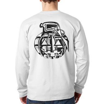 Custom Military Pumpkin Grenade Back Print Long Sleeve T-shirt - Monsterry