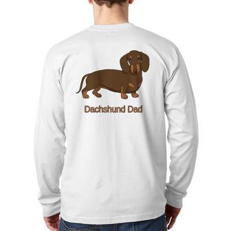 Cute Chocolate Dachshund Dad Back Print Long Sleeve T-shirt | Mazezy