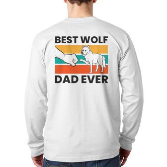 Cute Wolf Best Wolf Dad Ever Back Print Long Sleeve T-shirt | Mazezy