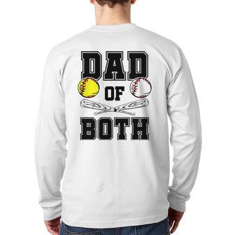 Dad Of Both Dad Of Ballers Baseball Softball Back Print Long Sleeve T-shirt | Mazezy