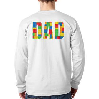 Dad Parent Brick Master Builder Building Blocks Set Family Back Print Long Sleeve T-shirt | Mazezy