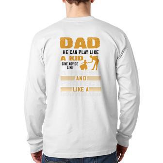 Dad He Can Play Like A Kid Back Print Long Sleeve T-shirt | Mazezy