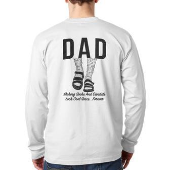 Dad Socks And Sandals Back Print Long Sleeve T-shirt | Mazezy