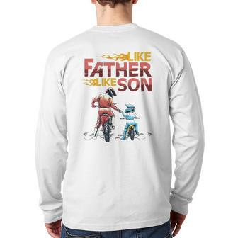 Like Dad Like Son Motocross Dirt Bike Father's Day Back Print Long Sleeve T-shirt | Mazezy