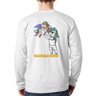 Dadacorn Unicorn Dad For A Family Daddy Father's Day Back Print Long Sleeve T-shirt | Mazezy