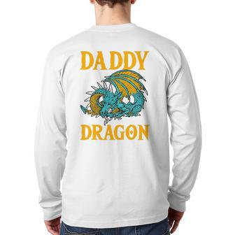 Daddy Dragon Mythical Father's Day Dad Legendary Creature Back Print Long Sleeve T-shirt | Mazezy