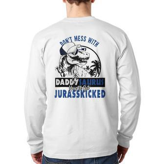 Daddysaurus Dad Husband Father's Day Matching Dinosaur Tank Top Back Print Long Sleeve T-shirt | Mazezy