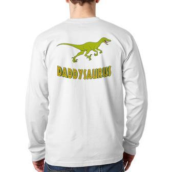 Daddysaurus Men Great Idea For Father Back Print Long Sleeve T-shirt | Mazezy