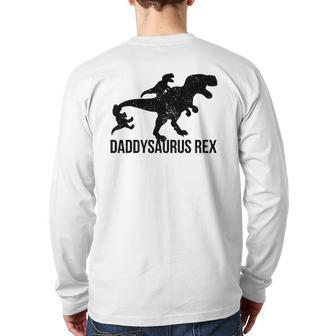 Daddysaurus Rex 2 Kids Daddy Dinosaur Back Print Long Sleeve T-shirt | Mazezy
