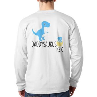 Daddysaurus Rex Dinosaur Babysaurus Dino Daddy Baby Back Print Long Sleeve T-shirt | Mazezy