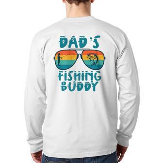Dad's Fishing Buddy Cute Fish Sunglasses Youth Kids Back Print Long Sleeve T-shirt | Mazezy