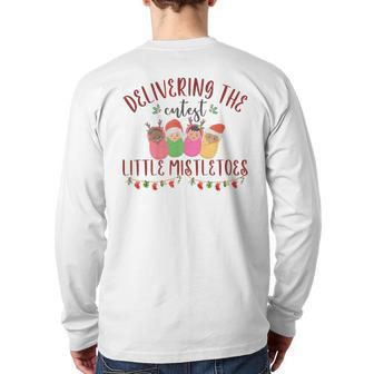 Delivering The Cutest Little Mistletoes Labor Delivery Xmas Back Print Long Sleeve T-shirt - Monsterry DE