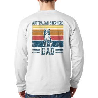 Dog Aussie Dad Vintage Australian Shepherd Dad Back Print Long Sleeve T-shirt | Mazezy