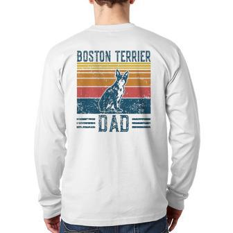Dog Dad Vintage Boston Terrier Dad Back Print Long Sleeve T-shirt | Mazezy DE