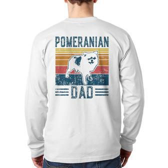 Dog Pomeranian Dog Pom Papa Vintage Pomeranian Dad Back Print Long Sleeve T-shirt | Mazezy