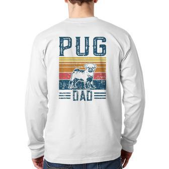 Dog Pug Papa Vintage Pug Dad Back Print Long Sleeve T-shirt | Mazezy